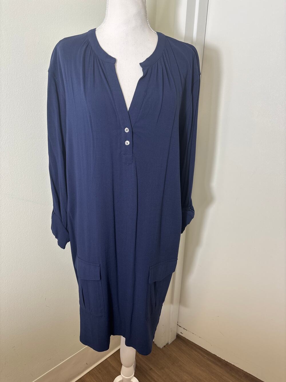 Soft Joie Navy Front Pocket Shift Dress Sz M
